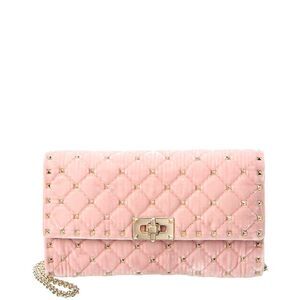 Valentino Rockstud Spike Velvet Crossbody, Pink